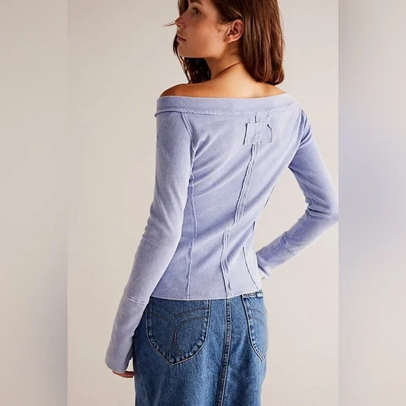 Free People We The Free Own Hand Henley In Rock Crystal - Picture 4 of 4